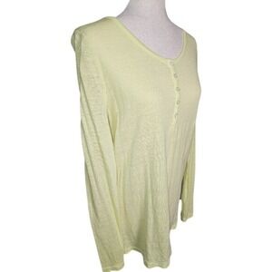 100% LINEN Banana Republic Yellow Henly Long Sleeve Top XL